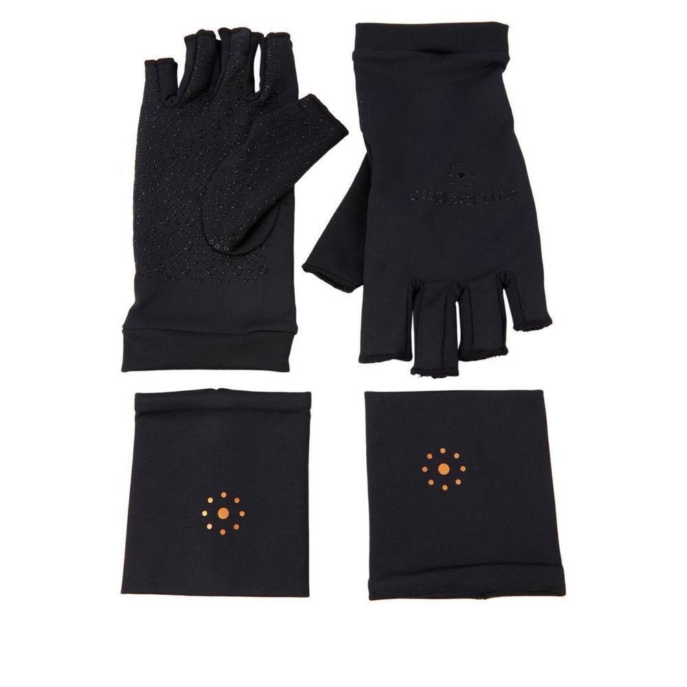 Tommie Copper Infrared Compression Fingerless Gloves and Wrists - Black/Small